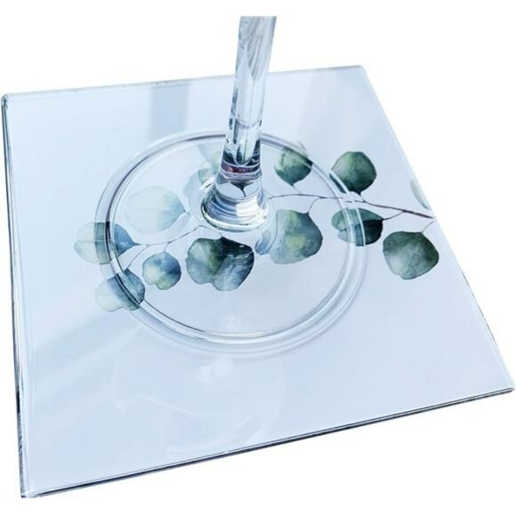 Set of 6 clear acrylic drink coasters with insert for cocktail napkins table dec - Picture 4 of 8